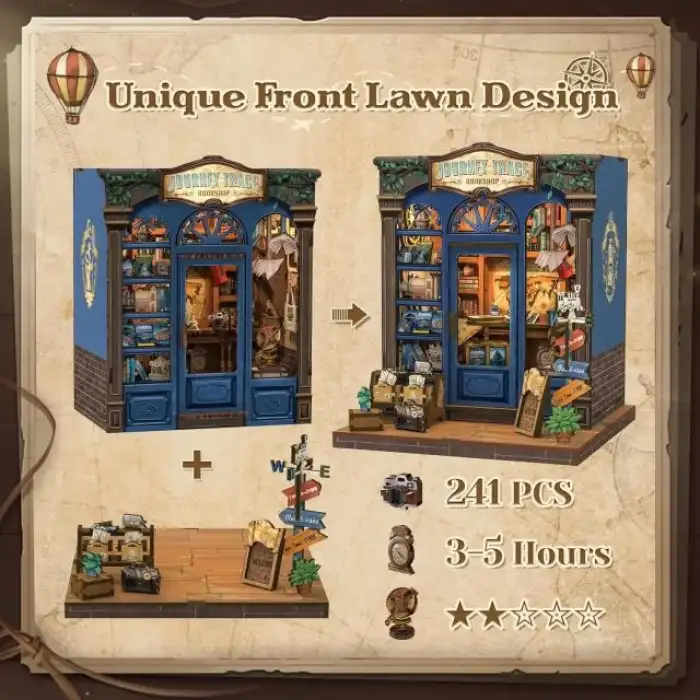 CUTEBEE Toz Kapaklı DIY Kitaplık Seti - Büyükbabanın Antika Dükkanı