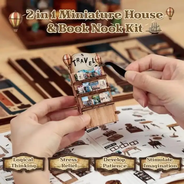 CUTEBEE Toz Kapaklı DIY Kitaplık Seti - Büyükbabanın Antika Dükkanı