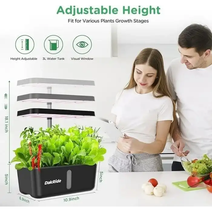 DakRide Mini Hidroponik Yetiştirme Sistemi, LED Büyüme Işığı