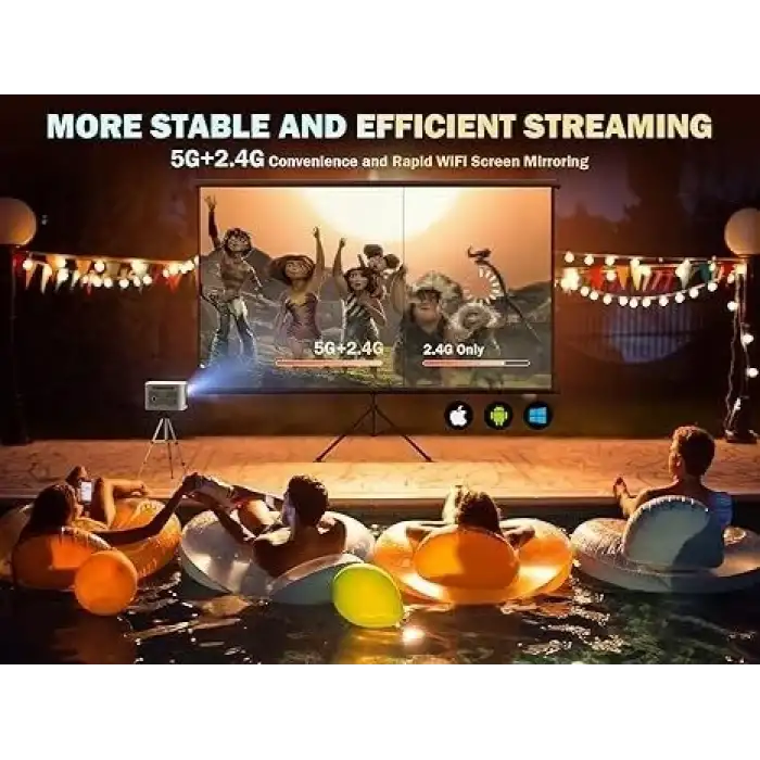 Dbpower 5G WiFi Mini Bluetooth Projektör 4K, 1080P Wifi,Hdmi,Usb - Beyaz