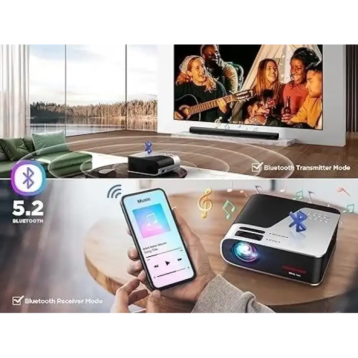 Dbpower 5G WiFi ve Bluetoothlu Akıllı Projektör 1080P Netflix, Youtube - Gri