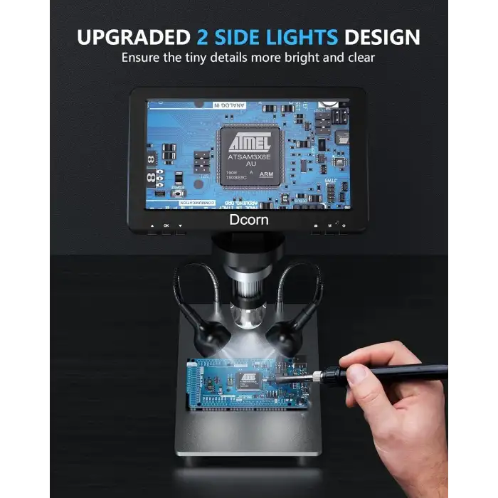 Dcorn 12MP 1080P Fotoğraf/Video Dijital Mikroskop - 7 Inc 1200X