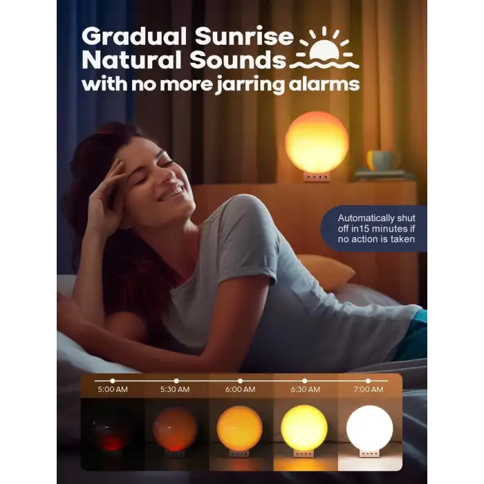 Dekala Akıllı Güneş Doğumu Çalar Saati Kablosuz Şarjlı