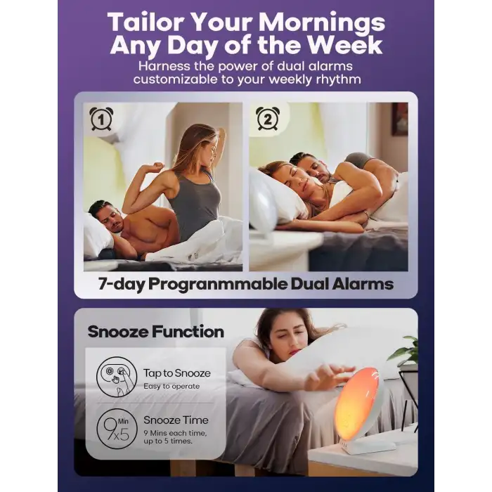 Dekala Akıllı Güneş Doğumu Çalar Saati Kablosuz Şarjlı