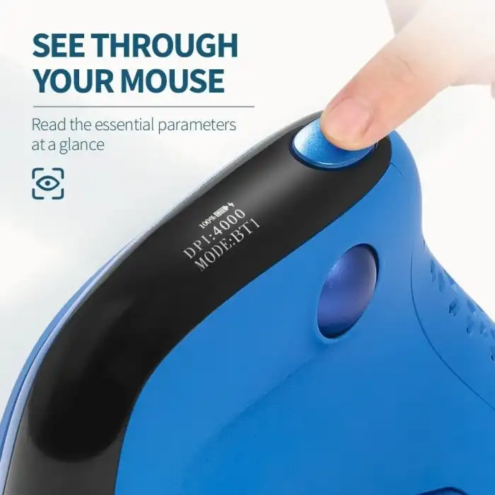 DeLUX Seeker Kablosuz Ergonomik Dikey Mouse, OLED Ekran - M618SXD-Mavi