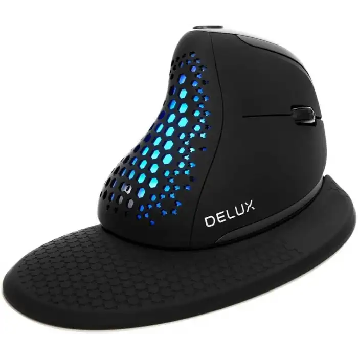 DeLUX Seeker Kablosuz Ergonomik Dikey Mouse, OLED Ekran - M618XSD-Siyah