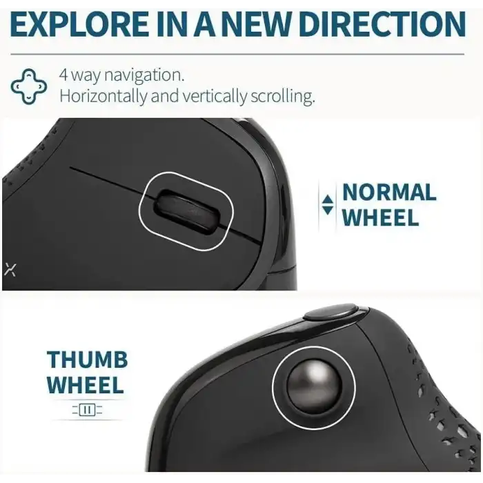 DeLUX Seeker Kablosuz Ergonomik Dikey Mouse, OLED Ekran - M618XSD-Siyah