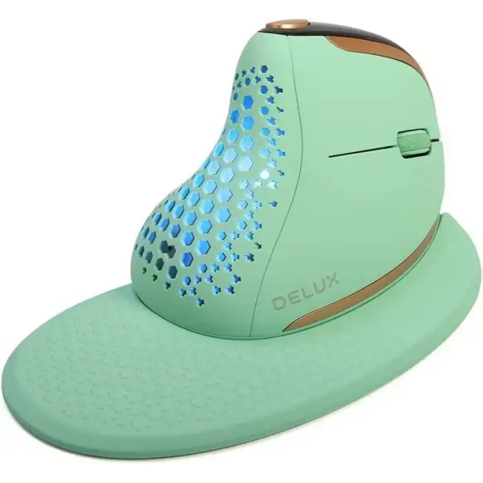 DeLUX Seeker Kablosuz Ergonomik Dikey Mouse, OLED Ekran - M618XSD-Yeşil