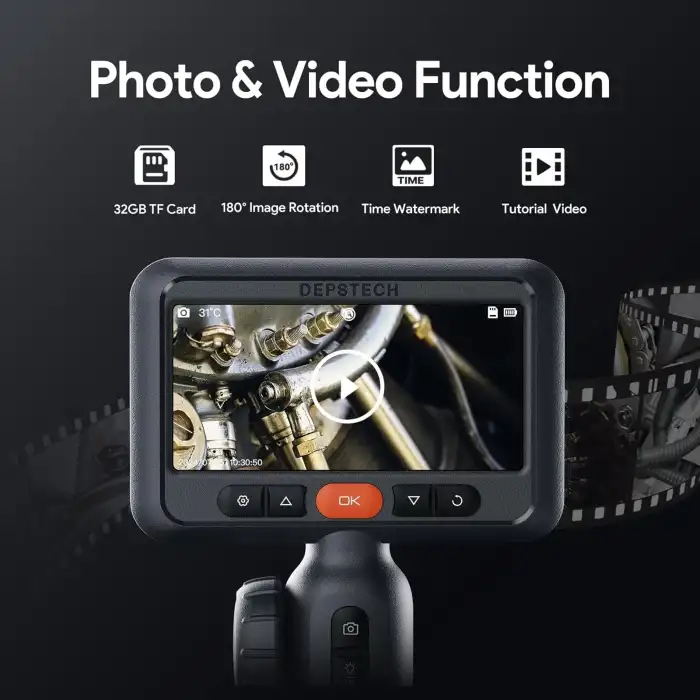 DEPSTECH Çift Lensli, Eklemli Endüstriyel Endoskop, 5 Inc Ekran - 1.5m Kablo