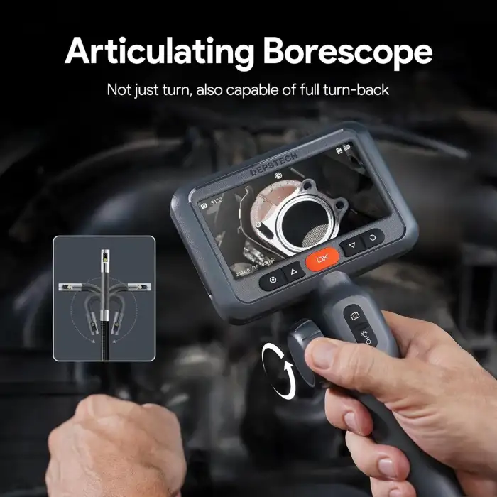 DEPSTECH Çift Lensli, Eklemli Endüstriyel Endoskop, 5 Inc Ekran - 3m Kablo