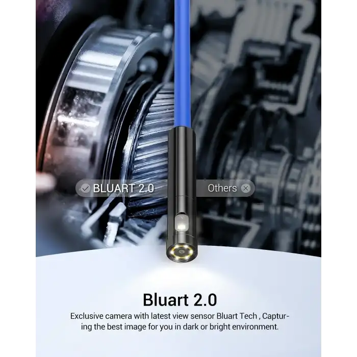 DEPSTECH Çift Lensli Kablosuz Endoskop, 1080P Yılan Kamera Mavi - 5m