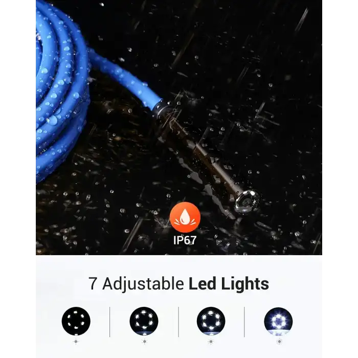 DEPSTECH Çift Lensli Kablosuz Endoskop, 1080P Yılan Kamera Mavi - 5m