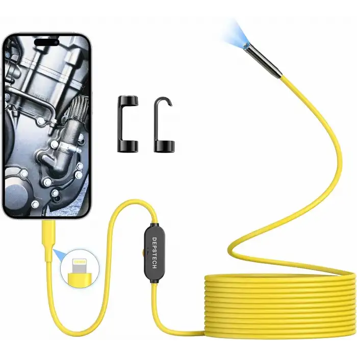 DEPSTECH Işıklı Endoskop Kamerası - 5m Kablo 7mm İnce Prob - Sarı