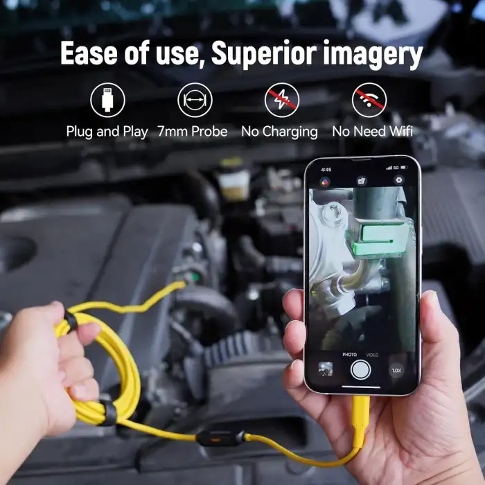 DEPSTECH Işıklı Endoskop Kamerası - 5m Kablo 7mm İnce Prob - Sarı