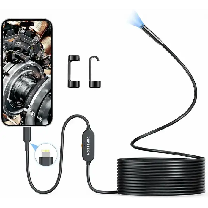 DEPSTECH Işıklı Endoskop Kamerası - 5m Kablo 7mm İnce Prob - Siyah