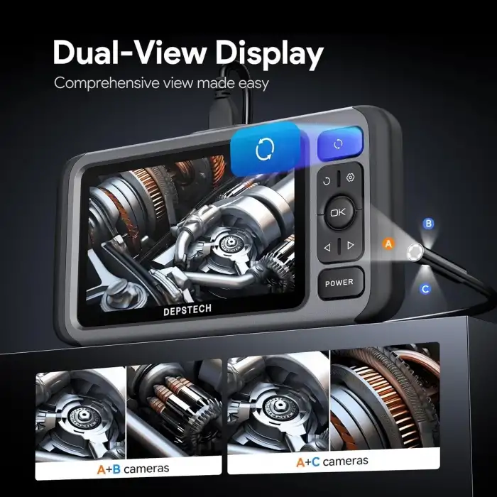 DEPSTECH Üç Lensli Boroskop 5 Inc IPS Ekran 1080P HD, 32G Kart - 5m