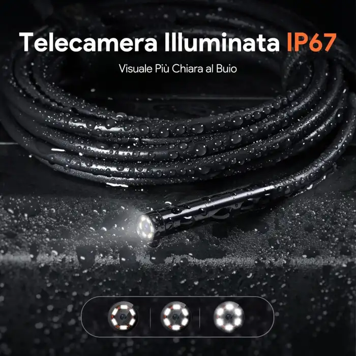 DEPSTECH Üç Lensli, Işıklı 1080P Endoskop 5 Inc IPS Ekran - 7.9mm - 15m Kablo