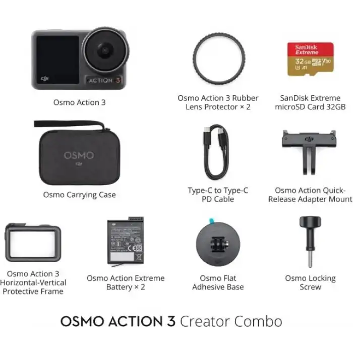 DJI Osmo Action 3 Standart Combo Su Geçirmez Aksiyon Kamerası