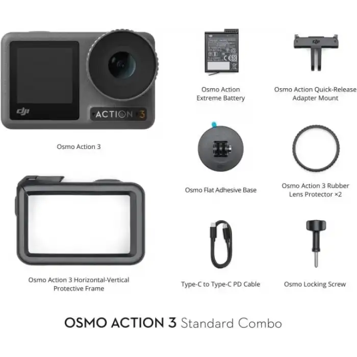 DJI Osmo Action 3 Standart Combo Su Geçirmez Aksiyon Kamerası