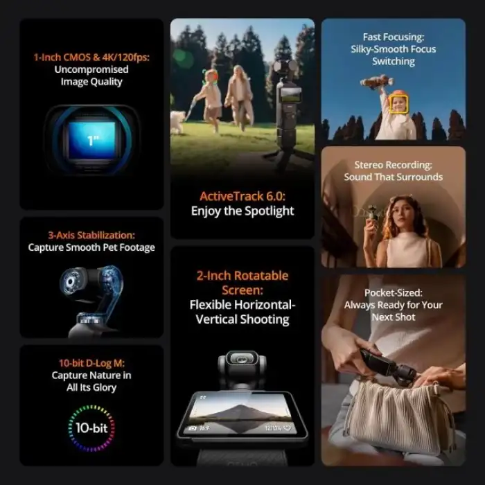 DJI Osmo Pocket 3 Vlog Kamerası CMOS ve 4K/120fps Video