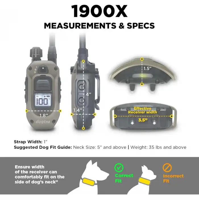 Dogtra 1900X 2 Köpek için Uzaktan Kumandalı E-Collar - 3/4 Mil, 16+ Kg Köpekler