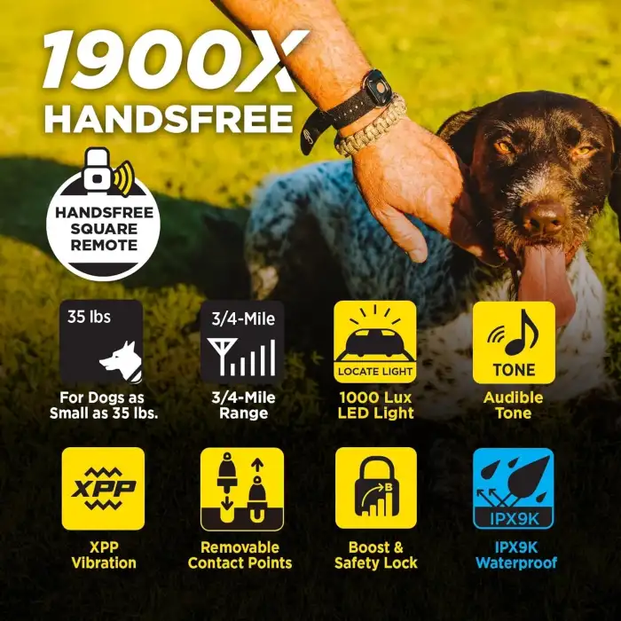 Dogtra 1900X Eller Serbest E-Collar Köpek Eğitimi - 3/4 Mil, 20+ Kg Köpekler