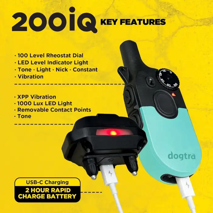 Dogtra 200iQ Uzaktan Eğitim E-Tasması 4,5+ Kg Köpekler - Turkuaz