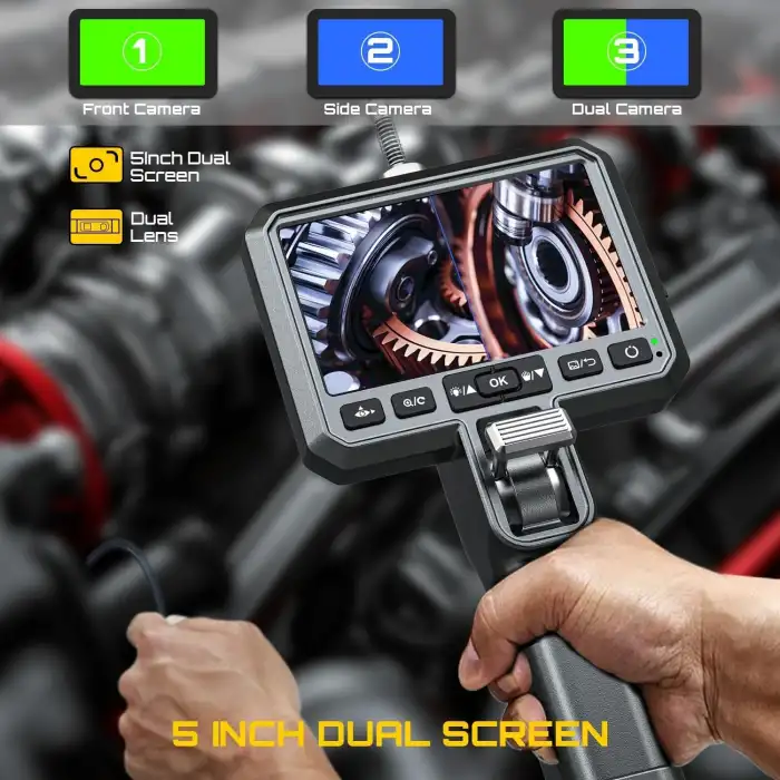 DXZtoz Çift Lensli Eklemli İki Yönlü Boroskop, 6.5 mm İnce Prob - 5m Kablo