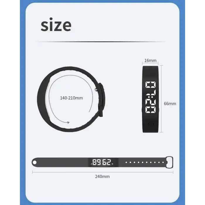 E-Vibra Fitness Takip Bluetooth ve Uygulama Yok Telefon Gerektirmez - Siyah