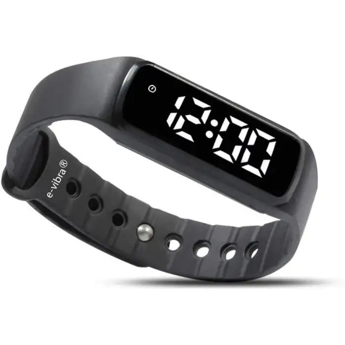 E-Vibra Tuvalet Eğitimi Saati - Sessiz Titreşimli Alarm - (Siyah - Büyük)