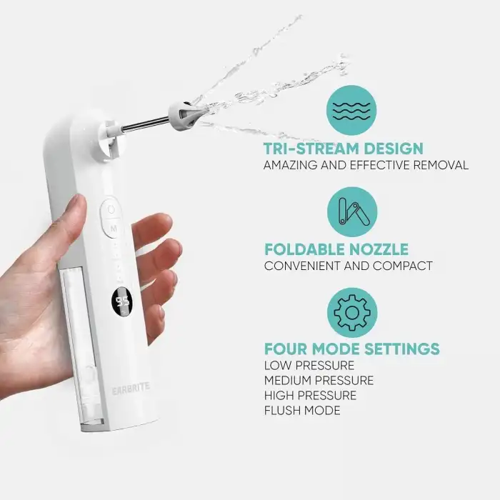 EarBrite Su Gücüyle Çalışan Kulak Temizleyici - İç Kulak Temizleme - Beyaz