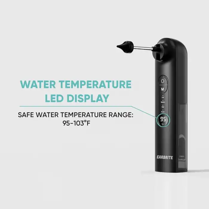 EarBrite Su Gücüyle Çalışan Kulak Temizleyici - İç Kulak Temizleme - Siyah