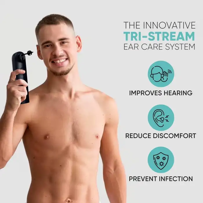 EarBrite Su Gücüyle Çalışan Kulak Temizleyici - İç Kulak Temizleme - Siyah