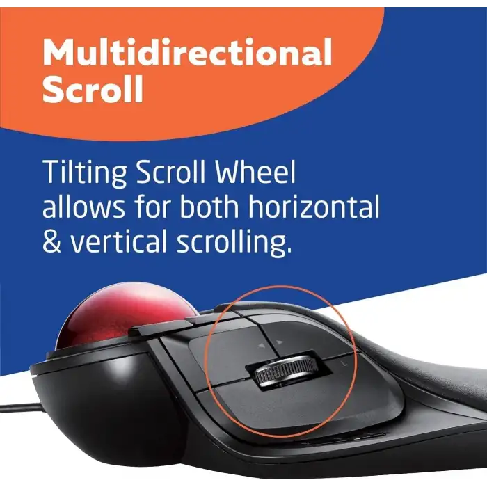 ELECOM HUGE Trackball Mouse, Kablolu, Parmakla Çalıştırılan, 8 Düğmeli