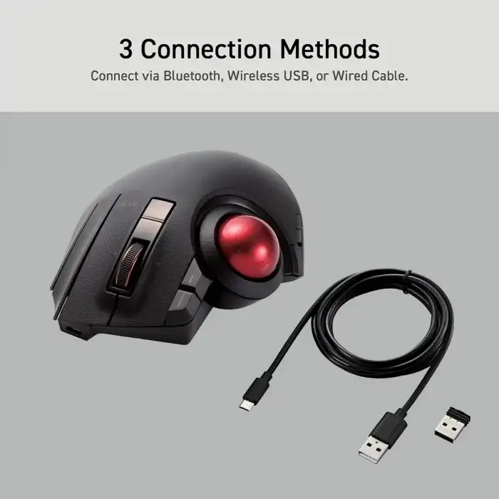 ELECOM Trackball Kablosuz Mouse, Ergonomik Mouse, 3 Cihaz Bağlantısı, Kablolu