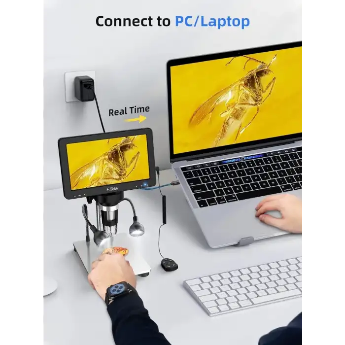 Elikliv 7 Inc LCD Dijital Mikroskop 1200X, 1080P 12MP Hassas Odaklama