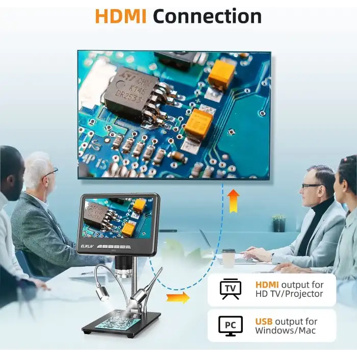 Elikliv EDM401 Max 2K, 7 Inc LCD Dijital Mikroskop 1200x, 24MP