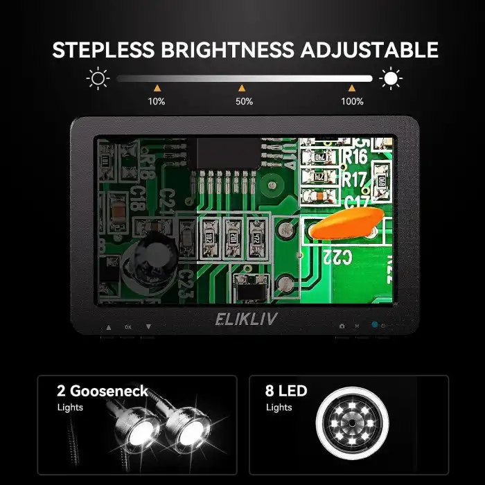 Elikliv EDM9 7 Inc LCD Dijital Mikroskop 1200X, 1080P - 12MP