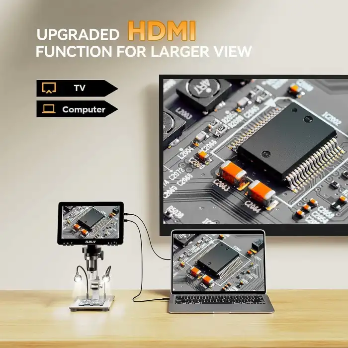 Elikliv EDM9 Pro 7 Inc HDMI Dijital Mikroskop, 1200X Büyütme