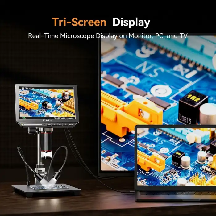 Elikliv EM4K 8 Inc 4K Dijital Mikroskop 2000x, 52MP HDMI Mikroskop