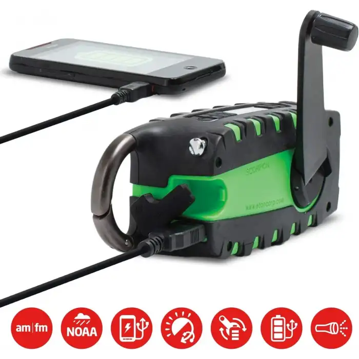 Eton Scorpion II Çok Güçlü Taşınabilir Acil Durum Hava Durumu Radyosu