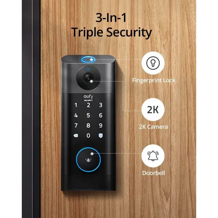 eufy Security Videosu S330 Akıllı Kilit, Kapı Zili - Parmak İzli Anahtarsız Giriş