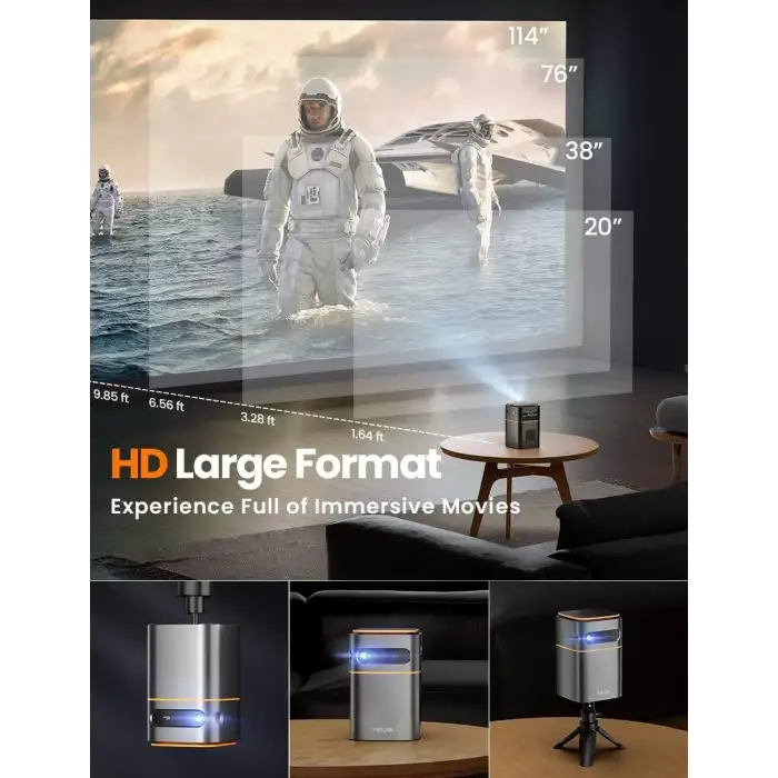 Fatork Tripodlu Projektör 1080P HD  5G WiFi -  Kısa Mesafeli Küçük Projektör