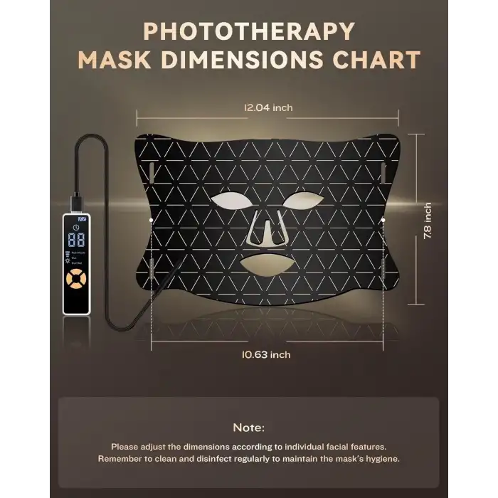 Foloke Cilt Bakım Maskesi, LED Kırmızı Işık Terapisi 630nm ve 830nm