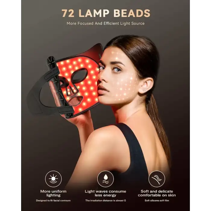 Foloke Cilt Bakım Maskesi, LED Kırmızı Işık Terapisi 630nm ve 830nm