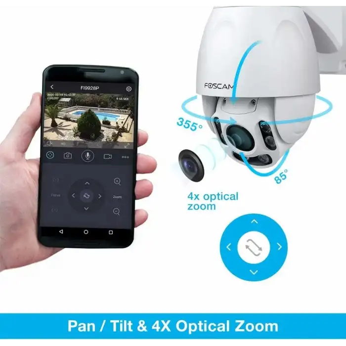 FOSCAM Dış Mekan PTZ (4x Optik Zum) HD 1080P WiFi Güvenlik Kamerası