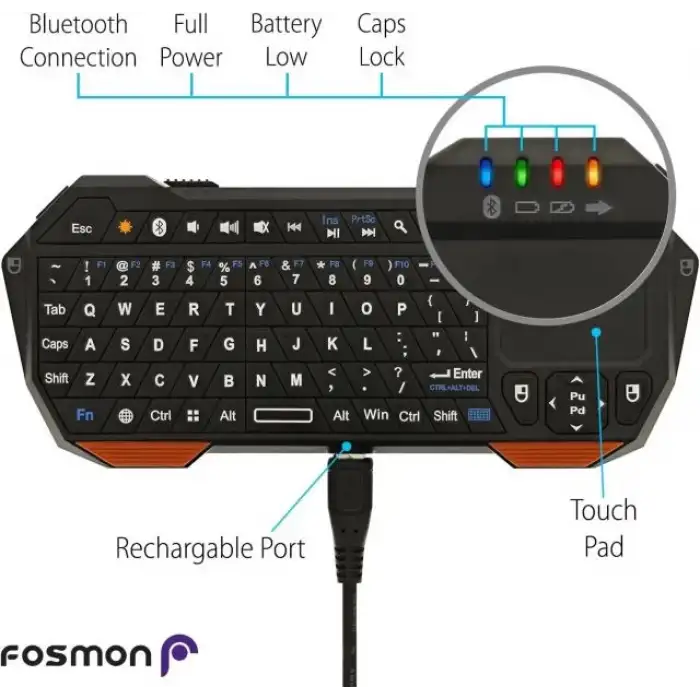 Fosmon Touchpadli Mini Bluetooth Klavye