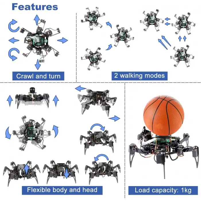 Freenove Büyük Hexapod Robot Kiti - Raspberry Pi Robot İçin