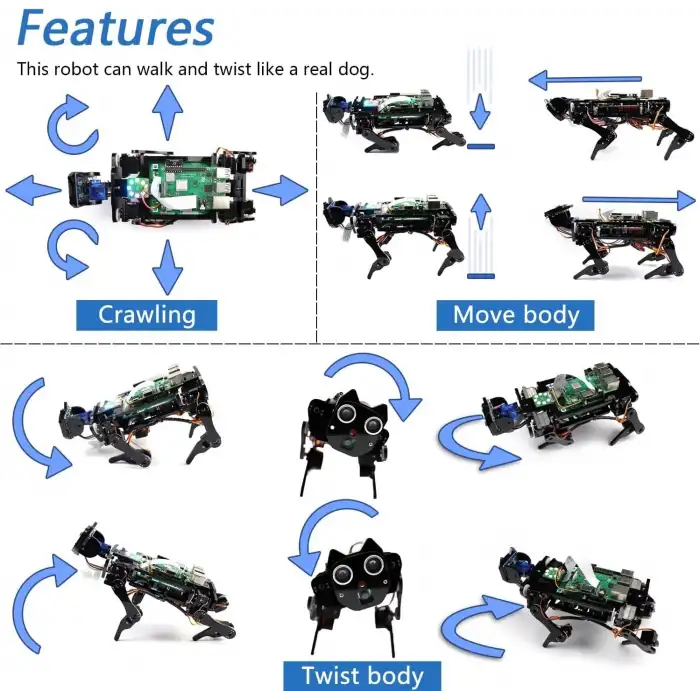 FREENOVE Robot Köpek Kiti - Raspberry Pi Robot İçin