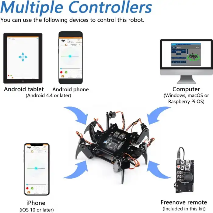 FREENOVE Uzaktan Kumandalı Hexapod Robot Kiti (Arduino IDE Uyumlu)